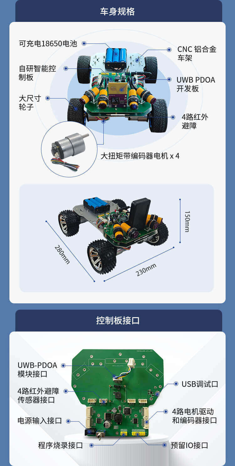 UWB跟随小车PDOA跟随模块高尔夫球包车推车测角